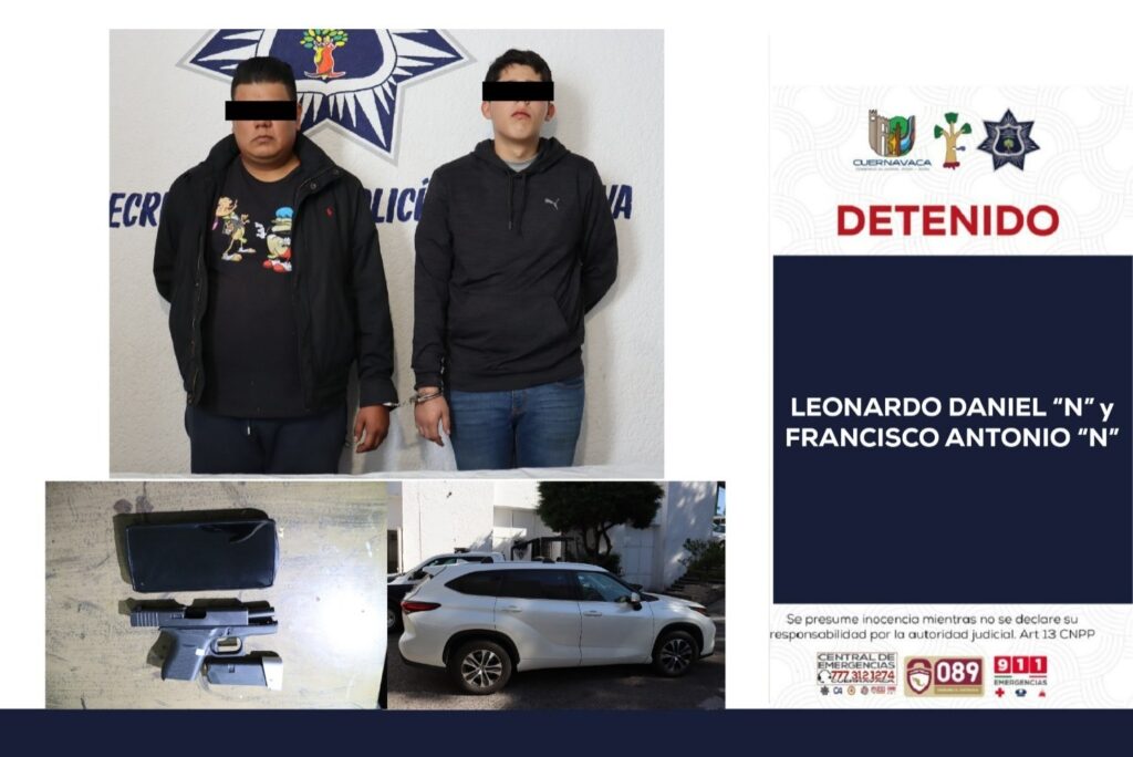 Detiene la Policía de Cuernavaca a dos presuntos roba coches.