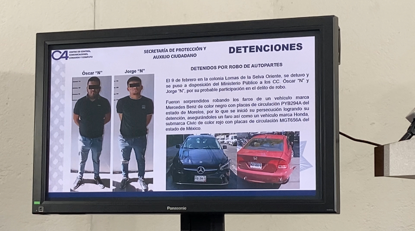 Detuvo la policía de Cuernavaca a dos sujetos dedicados al robo de autopartes.