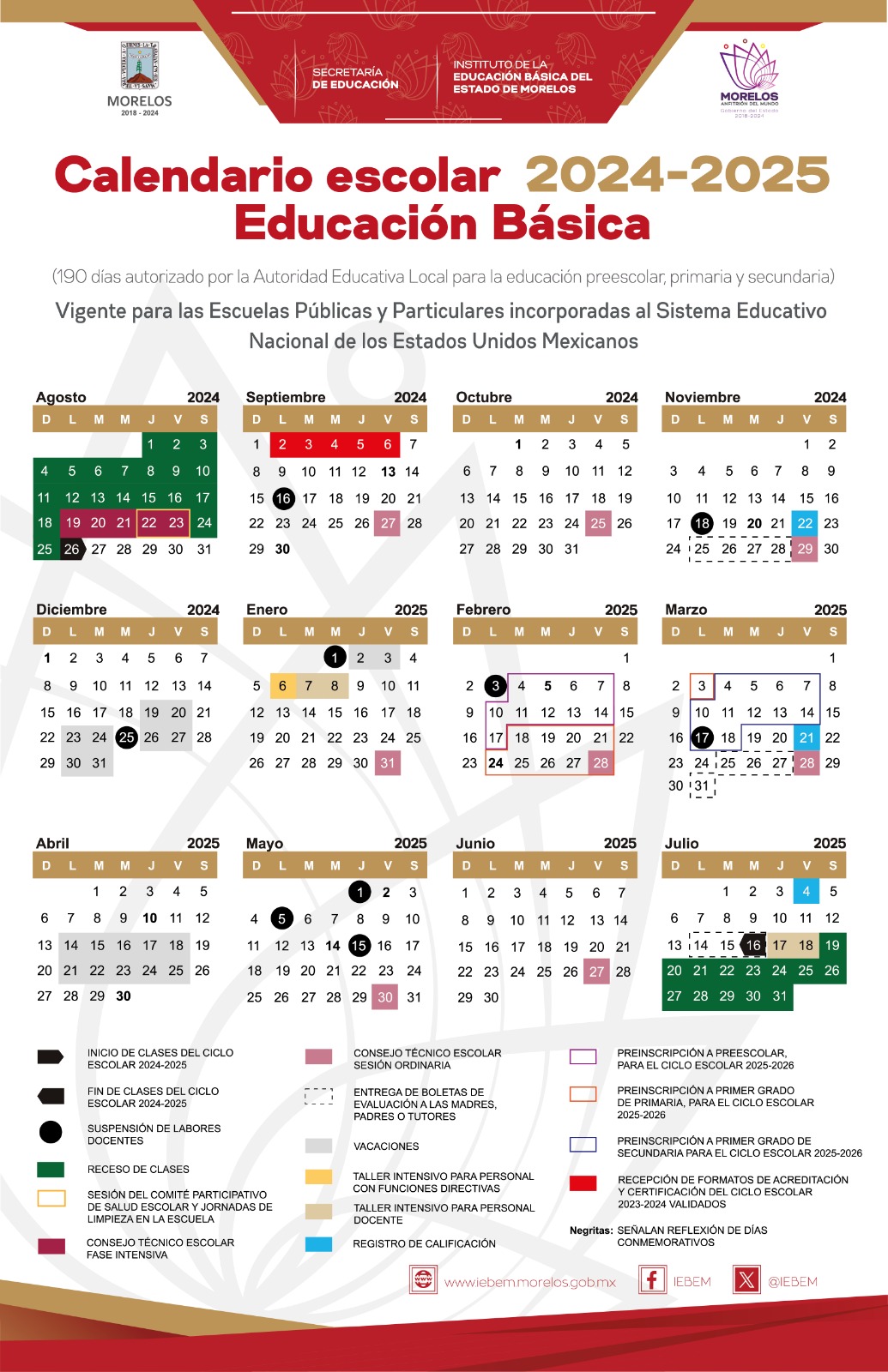 Conoce el calendario Escolar 20242025 en Morelos